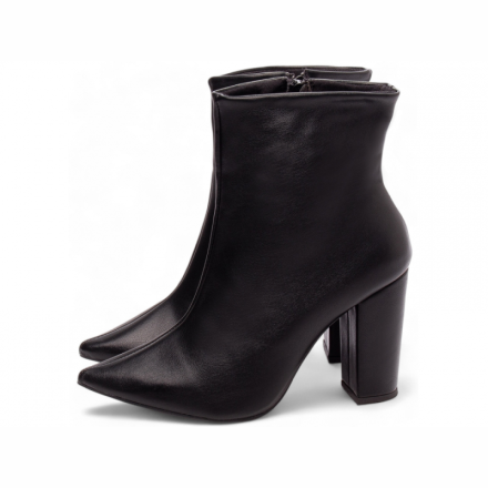 Bota Enzy Cano Curto Feminina Napa Preto