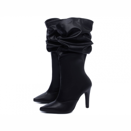 Bota Enzy Franzida Feminina Napa Preto