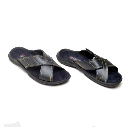 Chinelo Enzy Masculino Couro Confort Preto