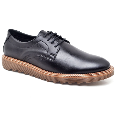 Sapato Enzy Masculino Loafer Plus Couro Preto Ambar