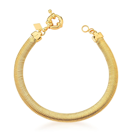 Pulseira Enzy Banho Ouro 18k Malha Snake Grossa